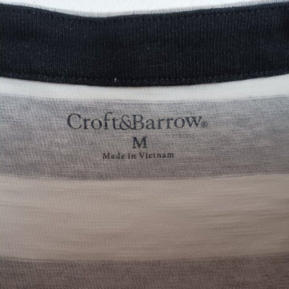 Croft & Barrow Black, White, & Gray Stripped Sweater 60% Cotton Size Medium - Picture 3 of 7